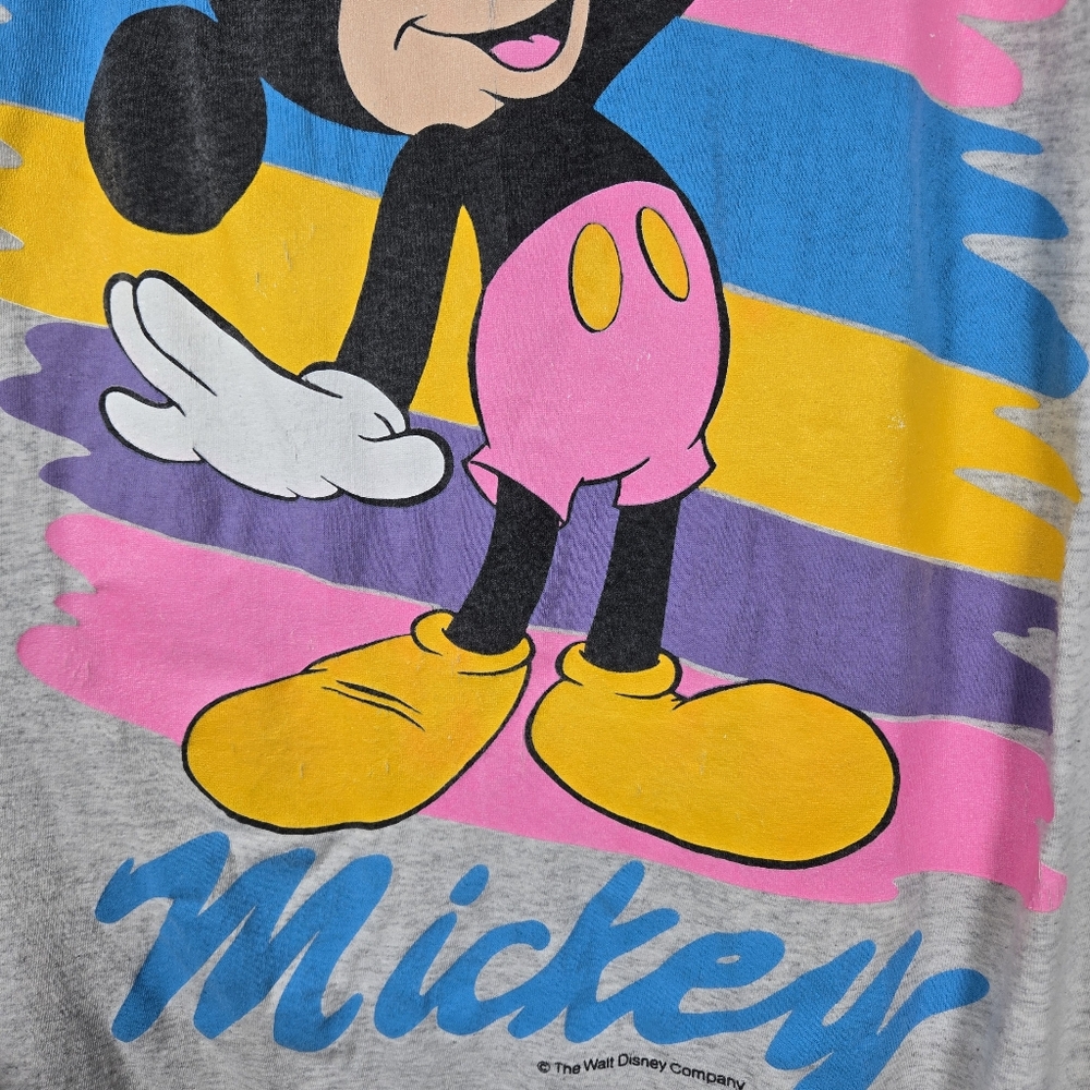 Vintage 90s Disney Mickey Mouse Single Stitch Cotton Sleep T-Shirt One Size USA - Picture 5 of 14